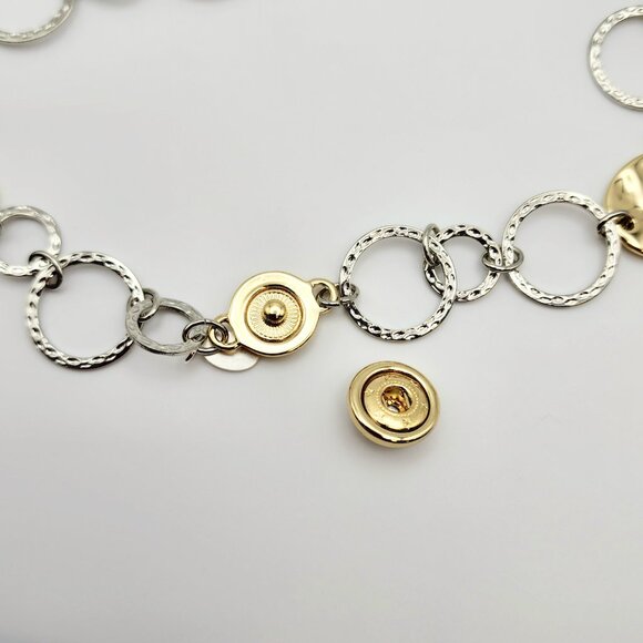 Chico's Long Textured Gold Disc and Silver Link Necklace - Picture 3 of 5